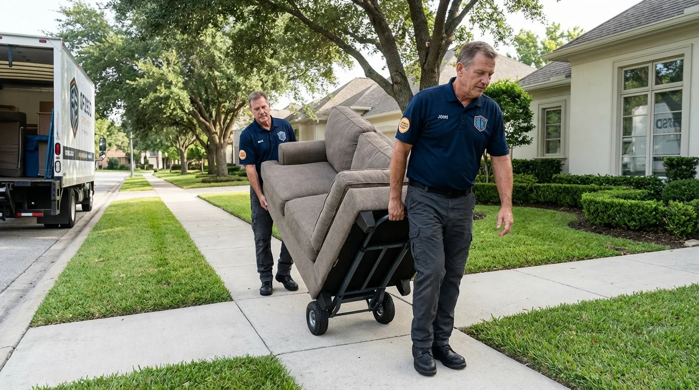 Local residential moving crew loading furniture in Albertson, NY